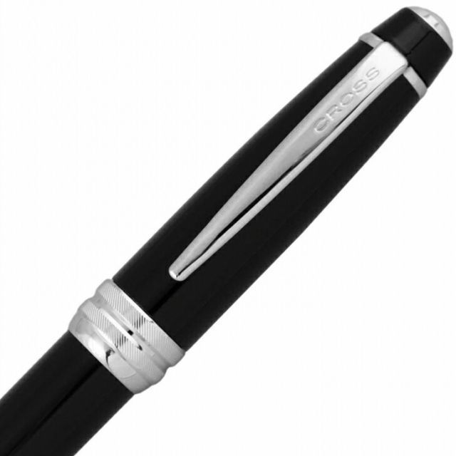 CROSS Bailey AT0452-7 black ballpoint pen with brass barrel, chrome accents, and lacquer finish