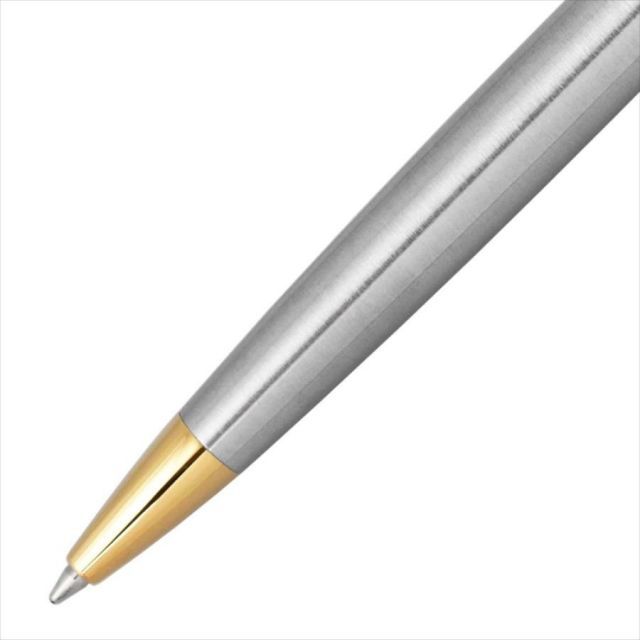 WATERMAN Metropolitan Essential Stainless Steel GT fountain pen with satin brass body and 23 karat gold plated trim