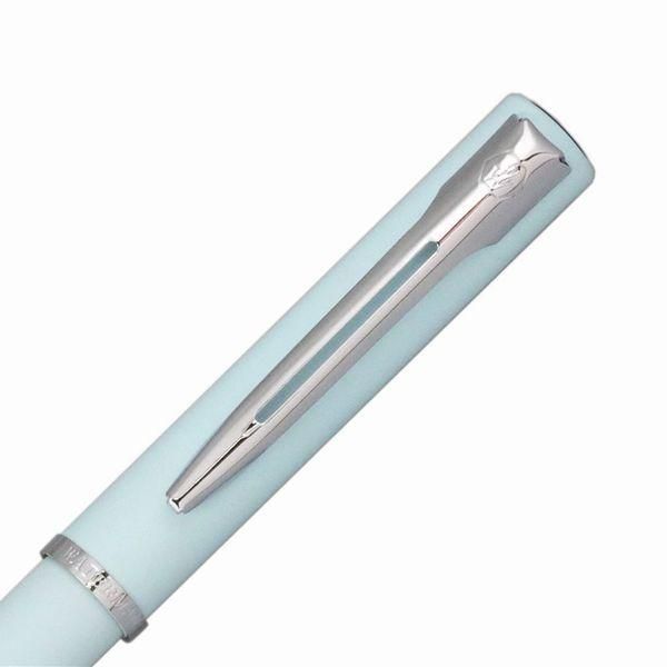 WATERMAN Allure Pastel Blue CT ballpoint pen with silver trim, 137 mm length, shown on white background