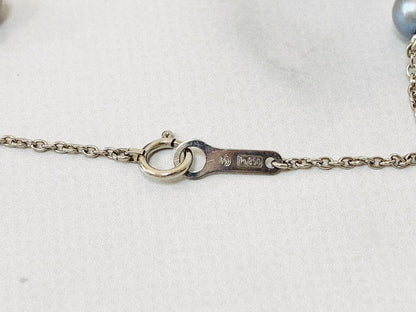 Tasaki Pt850 platinum necklace with ten blue-gray pearls, 6mm, 41 cm length, model K23513