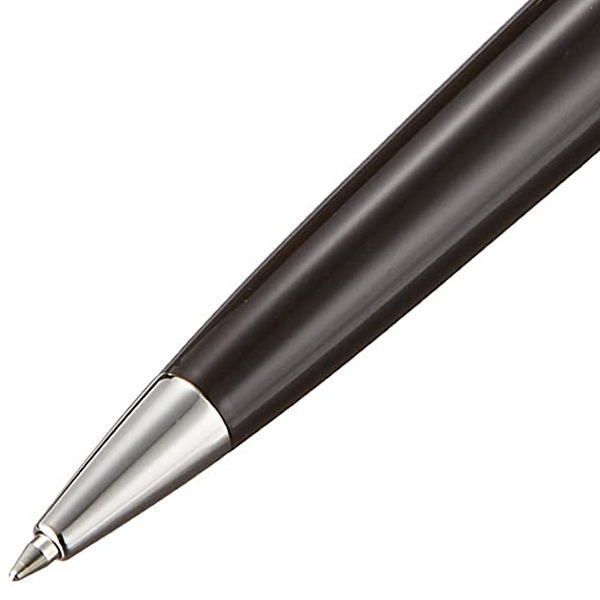 Waterman Expert Essential black ballpoint pen with brass lacquered body and nickel palladium clip and trims