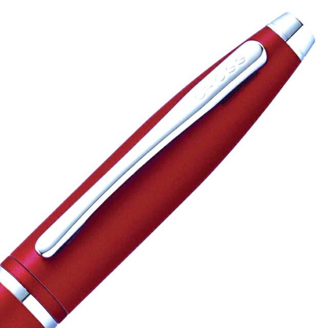 Kuro Cross Calais AT0112-19 red ballpoint pen with brass body and chrome accents