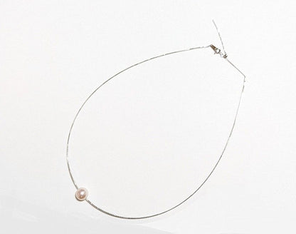 Yamato Akoya Pearl Omega Pearl Push Necklace with 9.5-10 mm white round pearls and thick lacquered wrap