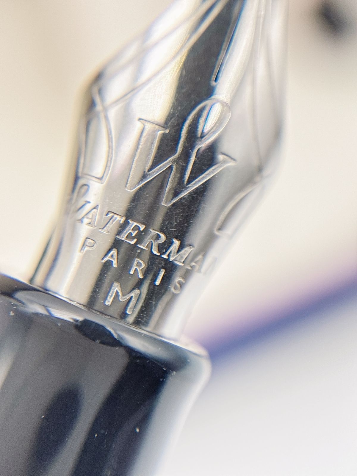 Waterman Fountain Pen with silver medium nib model MN179 displayed on white background