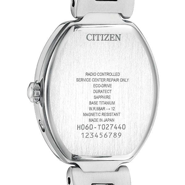 Citizen Ladies Eco-Drive Radio-Controlled Watch ES9480-56W with white shell dial and silver titanium band