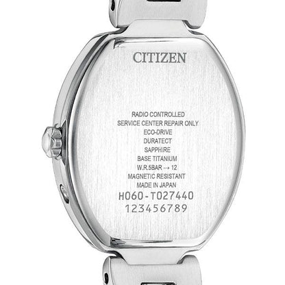 Citizen Ladies Eco-Drive Radio-Controlled Watch ES9480-56W with white shell dial and silver titanium band