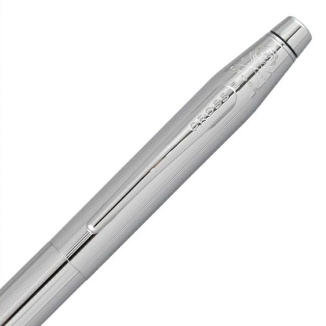 CROSS Classic Century AT0085-108 chrome ballpoint pen with water-based ink, closed and uncapped views
