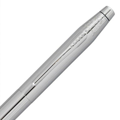 CROSS Classic Century AT0085-108 chrome ballpoint pen with water-based ink, closed and uncapped views