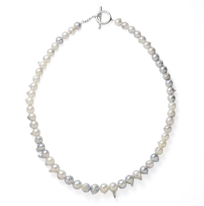 Akoya pearl baroque necklace featuring natural color pearls sized 6-8mm on a 42cm chain with rhodium-plated clasp