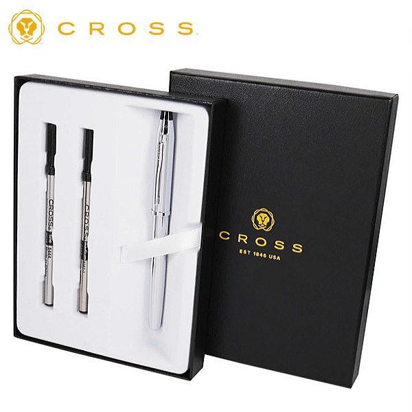Limited Edition Cross Rollerball Pen Century II with chrome finish and gold-plated clip in gift set