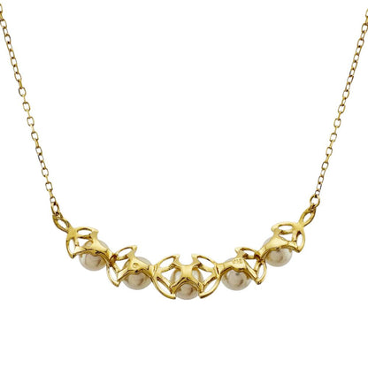 Mikimoto 18K yellow gold necklace with a single Akoya pearl for ladies, weighing 5.8g