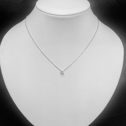MIKIMOTO diamond necklace in Pt950 with 0.27ct diamond and 40cm chain laid flat