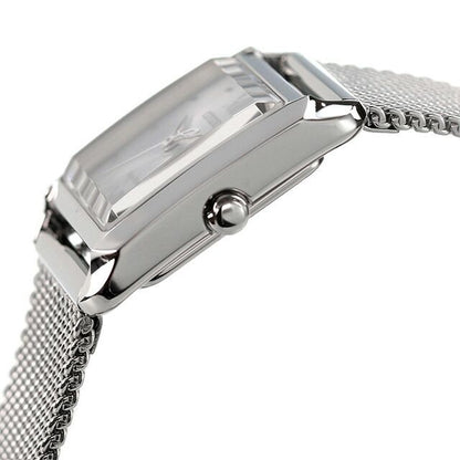 Citizen EW5590-62A ladies wristwatch with white square dial, silver stainless steel mesh band, and stainless steel case