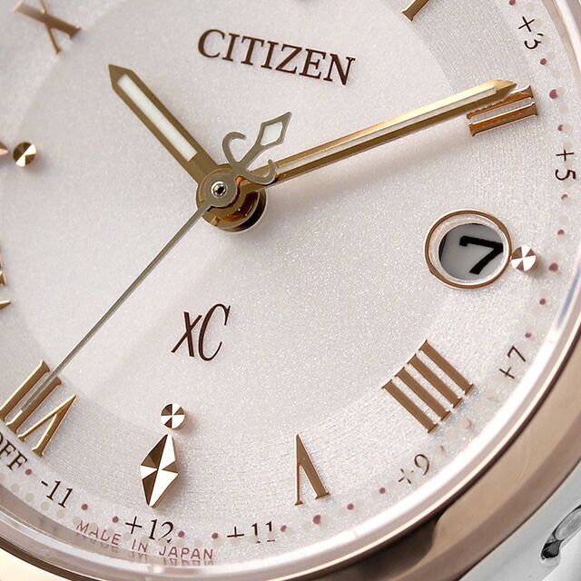 Citizen xC ladies watch ES9496-64W with silver beige dial and pink gold super titanium band