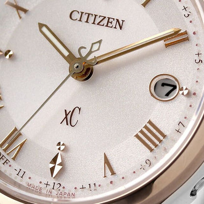 Citizen xC ladies watch ES9496-64W with silver beige dial and pink gold super titanium band