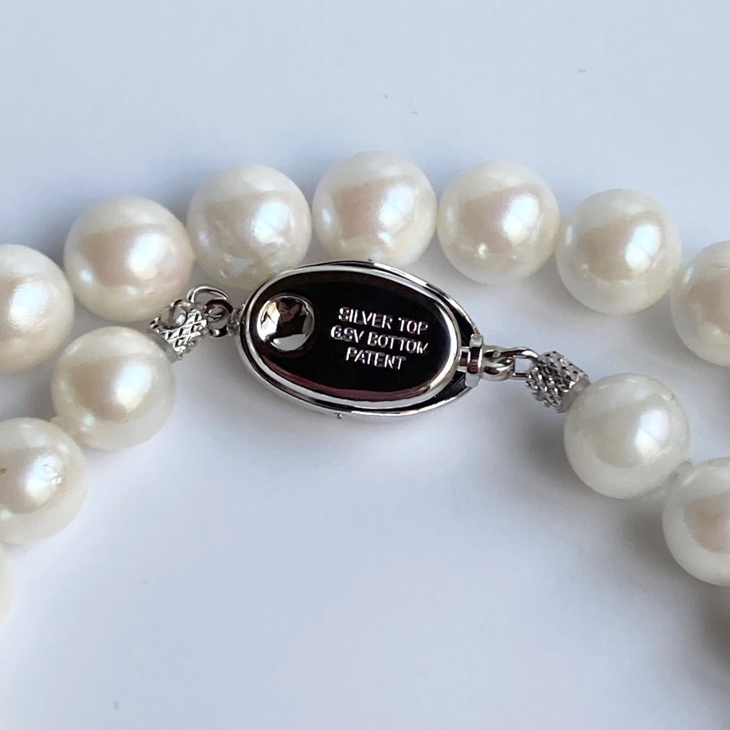 Akoya Pearl Necklace with white round pearls 7.0-7.5mm and silver clasp, 43cm length