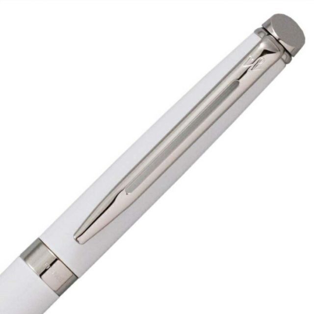 Waterman Metropolitan Essential White CT ballpoint pen with silver trim and sleek white barrel