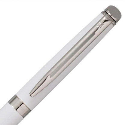 Waterman Metropolitan Essential White CT ballpoint pen with silver trim and sleek white barrel