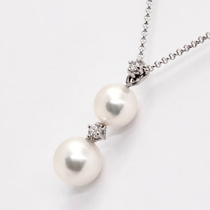 Tasaki pearl diamond necklace featuring 6.2-7.0mm pearls, 0.05ct diamonds, Pt850 platinum, 42cm chain