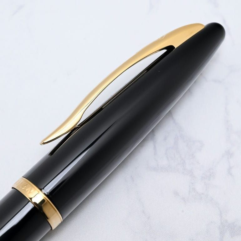 Waterman Carene black and gold ballpoint pen with twist mechanism and refill tips in genuine box
