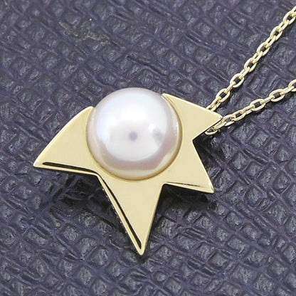 Tasaki Ladies Comet Plus yellow gold necklace with 7.6mm pearl pendant and adjustable 45 cm chain