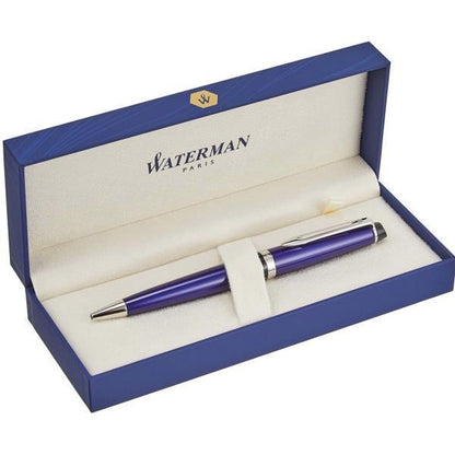 WATERMAN Expert Essential Dark Blue CT ballpoint pen with twist mechanism, 142mm length, and 13mm diameter