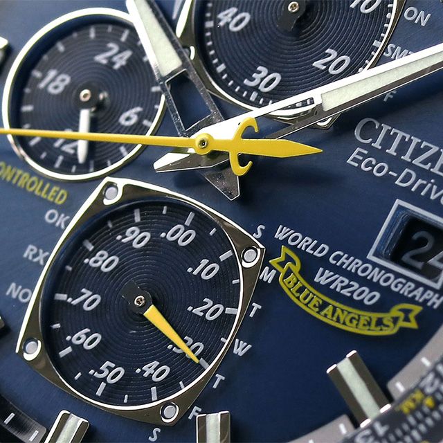 Citizen men's wristwatch AT8020-54L ProMaster Sky H800 Blue Angels model with blue dial and silver band