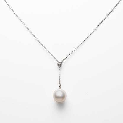 Platinum Akoya Pearl Slide Necklace featuring 8-8.5mm cultured pearls on a 52cm platinum chain