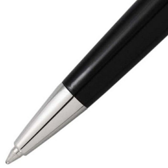 Waterman Metropolitan Essential Black CT ballpoint pen with chrome trim shown on white background