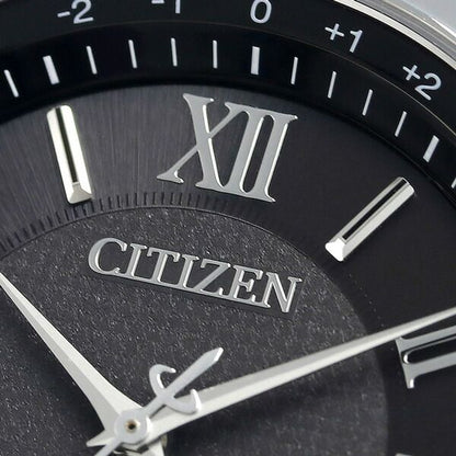 Citizen Exceed Radio-Controlled Solar Watch CB1110-61E with black dial and silver super titanium band