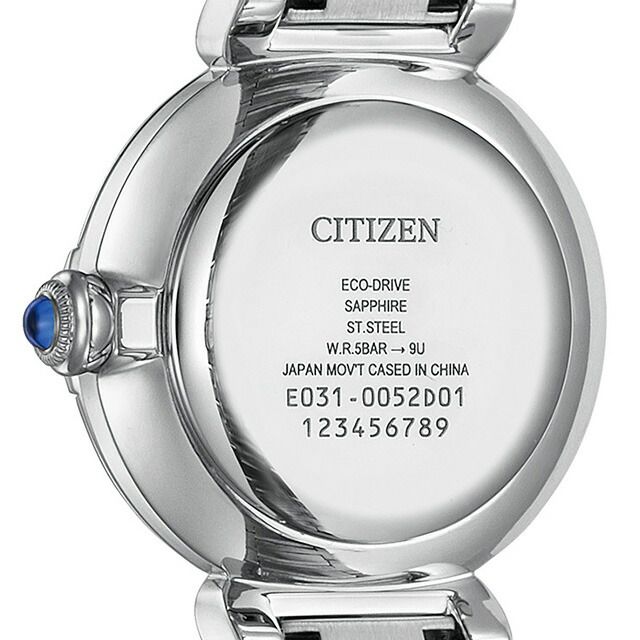 Citizen L EM1060-87N ladies wristwatch with shell dial and silver stainless steel split pipe band