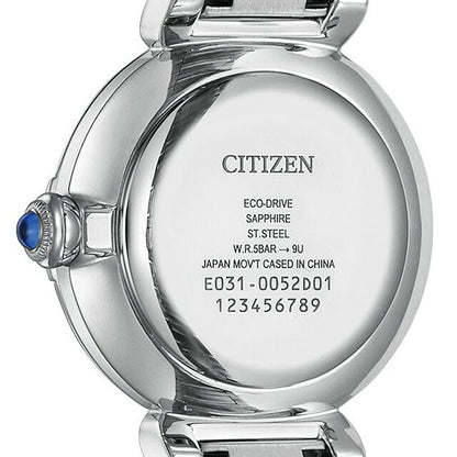 Citizen L EM1060-87N ladies wristwatch with shell dial and silver stainless steel split pipe band