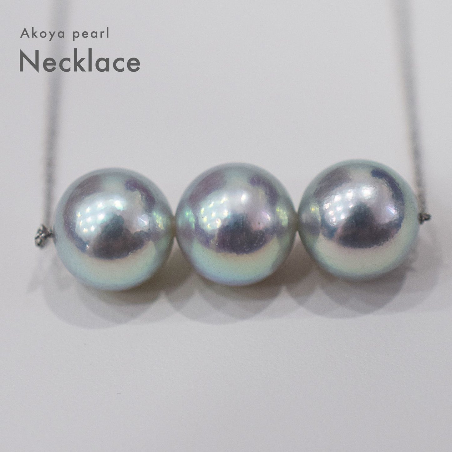 8.5-9mm natural round Akoya pearl pendant on 3-strand K18 white gold necklace with agate chain