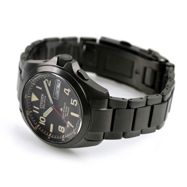 Citizen Promaster Land Eco-Drive radio-controlled watch AT6085-50E with black dial and super titanium black band
