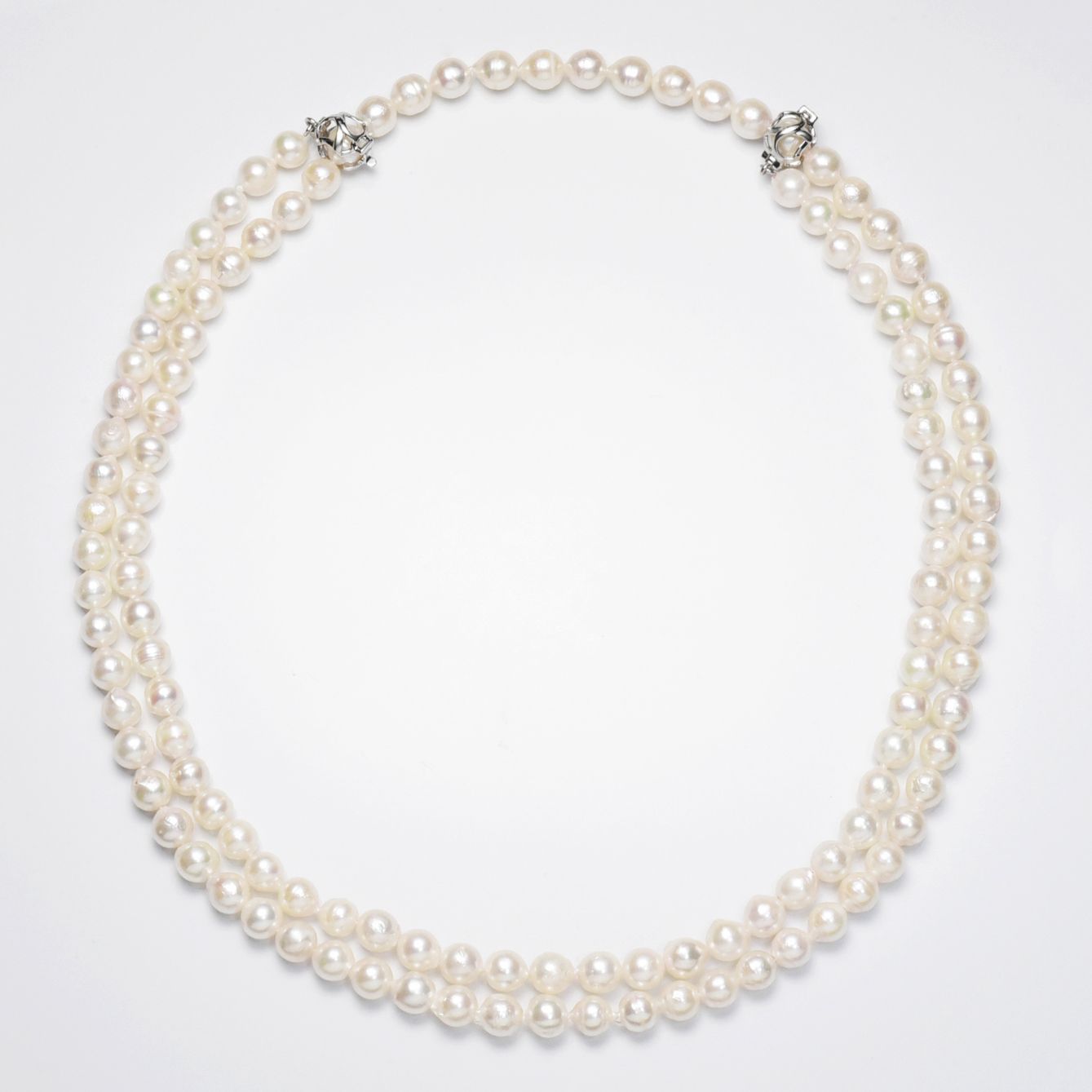 Akoya pearl 6-6.5mm baroque multiway long necklace with silver clasp measuring 80cm
