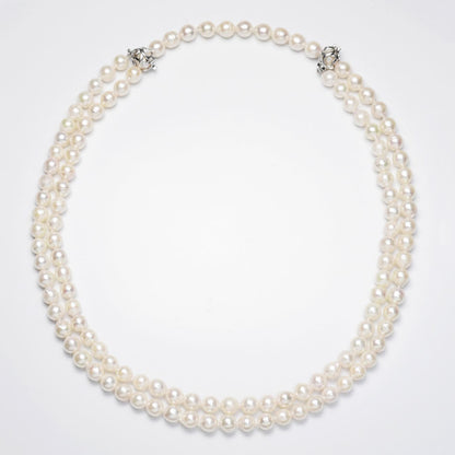Akoya pearl 6-6.5mm baroque multiway long necklace with silver clasp measuring 80cm