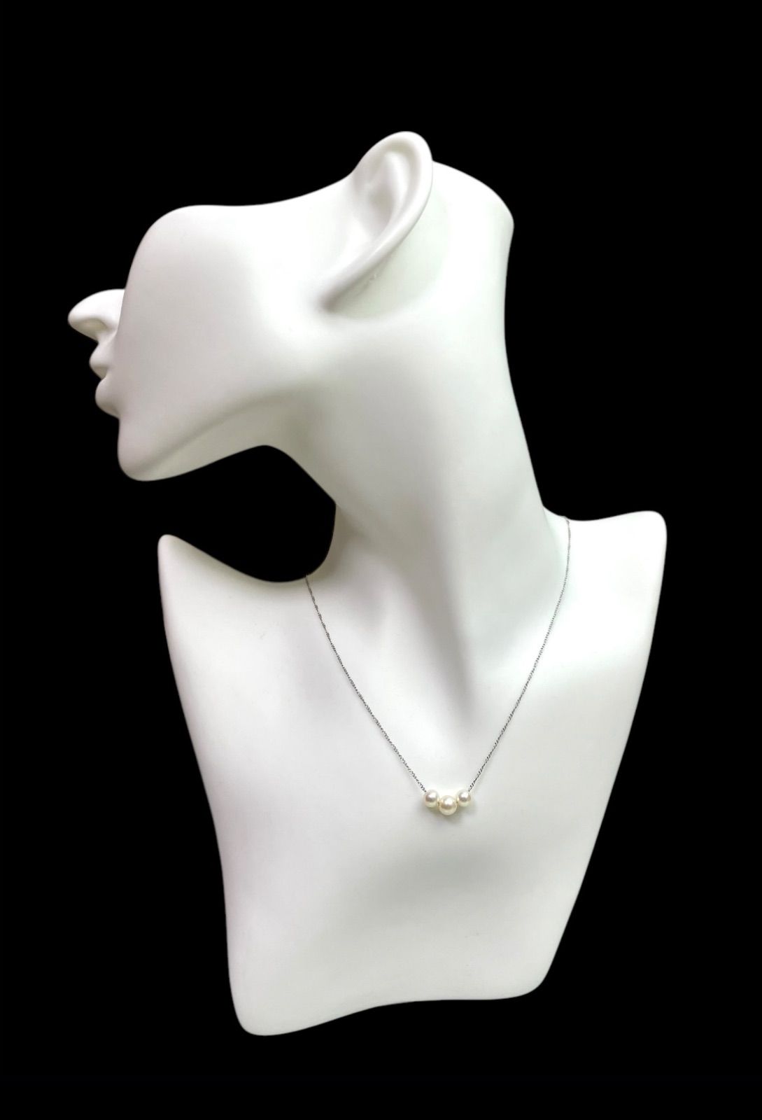 Akoya Pearl 3-row chain necklace with 5.0mm-6.0mm pearls on 40cm Silver925 silver chain