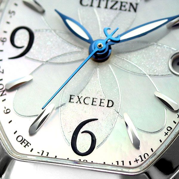 Citizen Ladies Eco-Drive Radio-Controlled Watch ES9480-56W with white shell dial and silver titanium band