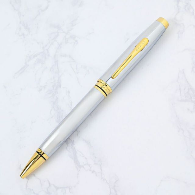 Cross Ballpoint Pen Coventry with sleek silver finish and ergonomic 140mm length, shown on white background