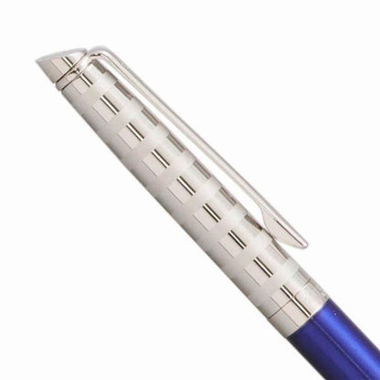 Waterman Metropolitan Deluxe Stripe Blue CT ballpoint pen with chrome trim, 135mm length