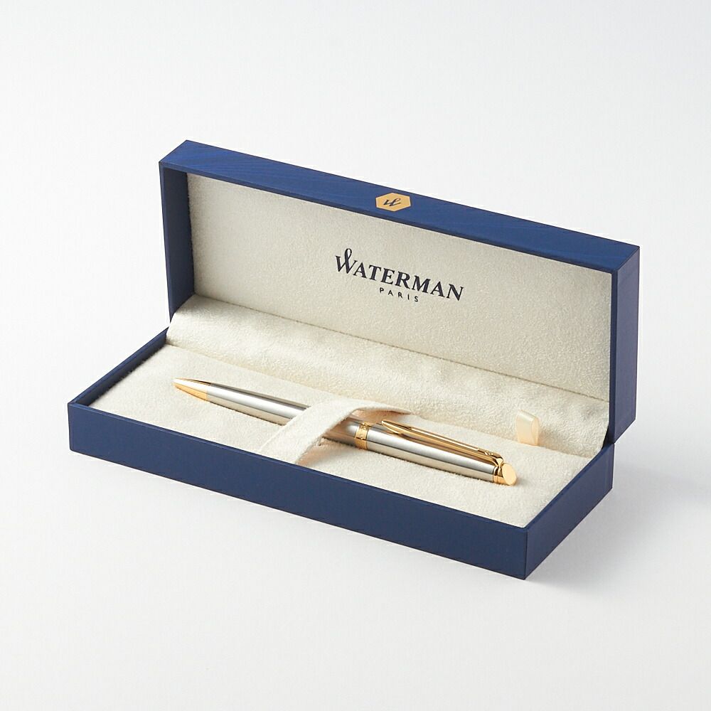 Waterman Metropolitan Essential pen in stainless steel with silver and gold finish, 13.5 cm length