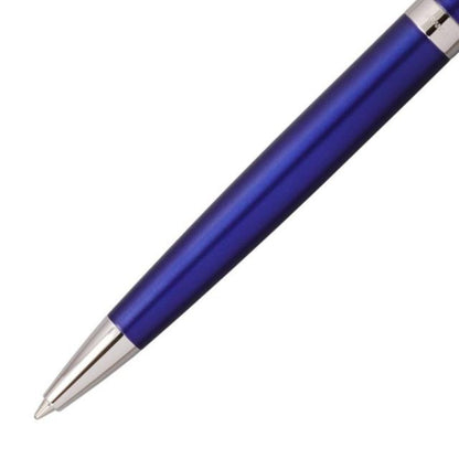WATERMAN Metropolitan Essential Blue Ballpoint Pen with chrome trim, 135mm length, shown on white background