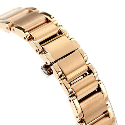 Citizen L ladies watch EM1063-89D with shell dial and warm gold stainless steel case and band