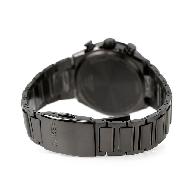 Citizen ATTESA CB5967-66L watch with dark blue dial, black super titanium band, and aluminum dark blue bezel
