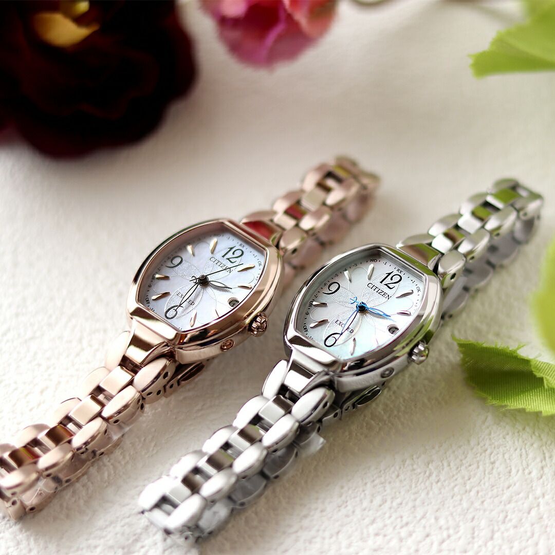 Citizen Ladies Eco-Drive Radio-Controlled Watch ES9480-56W with white shell dial and silver titanium band