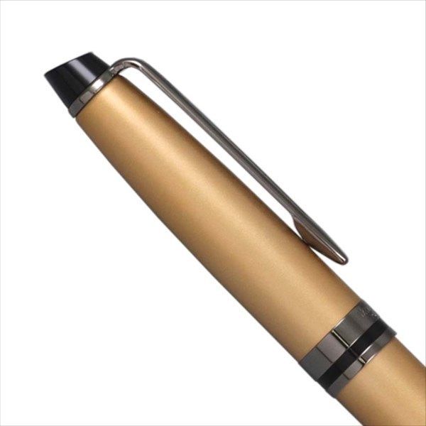 Waterman Expert Gold RT ballpoint pen with brass metallic lacquer finish and black ruthenium clip