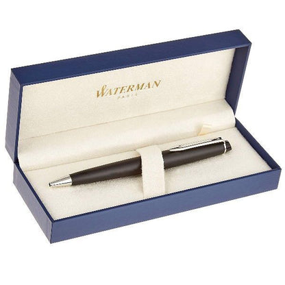 Waterman Expert Essential ballpoint pen in matte black with chrome trim and twist mechanism
