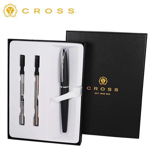 Limited Quantity Cross gift set with black rollerball pen, water-based select tip, brass chrome finish, 140mm length