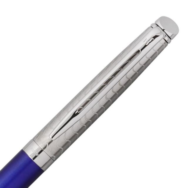 WATERMAN Metropolitan DX Blue Wave ballpoint pen with blue wave lacquer finish and stainless steel cap