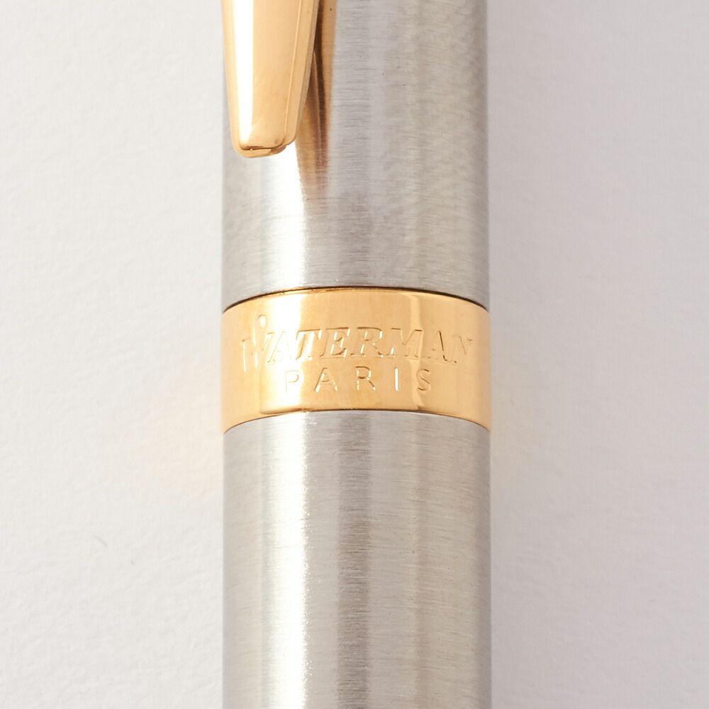 Waterman Metropolitan Essential pen in stainless steel with silver and gold finish, 13.5 cm length
